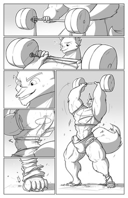 anthro big_muscles biped body_size_growth border bulge clothed clothing exercise fluffy fluffy_tail footwear genitals growth gym huge_muscles humanoid_genitalia humanoid_penis macro male muscle_growth muscular muscular_anthro muscular_male penis shoes size_transformation solo tail tight_clothing torn_clothing torn_footwear transformation wardrobe_malfunction weightlifting weights white_border workout conditional_dnp jollyjack dog_fox_(character) canid canine fox mammal 2012 absurd_res comic digital_media_(artwork) hi_res monochrome