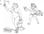 4_toes age_difference anthro apple barefoot basket bottomwear breasts casual_exposure casual_nudity clothed clothed/nude clothed_anthro clothed_female clothing container crotch_tuft duo excited feet female food fruit fur hair happy hindpaw markings mature_anthro mature_female melee_weapon navel nipples nude nude_anthro nude_female open_mouth open_smile overweight partially_clothed partially_clothed_anthro partially_clothed_female paws plant plantigrade ring_(marking) ringed_tail shorts slightly_chubby slightly_chubby_anthro slightly_chubby_female smile striped_markings striped_tail stripes sword tail tail_markings toes topless topless_anthro topless_female tuft walking wanted_poster weapon intricatevision claire_(baron03) mammal procyonid raccoon 2024 digital_media_(artwork) hi_res