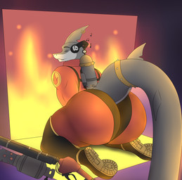 anthro big_butt boots butt clothed clothing cosplay countershading electronics fin fin_piercing fin_ring footwear furgonomic_piercing furgonomics grey_body headgear headphones headset male muscular muscular_anthro muscular_male notched_fin piercing shoes simple_background sitting solo tail thick_thighs tight_clothing white_body wide_hips photolol.03 team_fortress_2 valve valve_corporation john_(photolol.03) pyro_(team_fortress_2) aquatic fish shark hi_res
