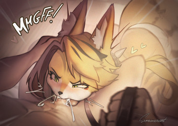 anthro anthro_penetrated arched_back balls bent_over between_legs big_butt blonde_hair blush bodily_fluids butt cum cum_from_mouth cum_in_mouth cum_inside cum_on_own_penis cum_on_penis cum_on_self cum_overflow cum_spurt cum_strand cumshot deep_penetration deep_throat depth_of_field duo ejaculation erection fellatio female female_anthro female_focus female_penetrated fluffy fluffy_tail forced_deepthroat fur furrowed_eyebrows genital_fluids genitals green_eyes hair half-closed_eyes hand_in_hair hand_on_another's_head hand_on_head head_push high-angle_view holding_leash holding_object inner_ear_fluff kneeling kneeling_oral_position kneeling_sex leaking_cum leash leash_pull looking_at_another's_genitalia looking_at_another's_penis looking_at_genitalia looking_at_partner's_genitalia looking_at_partner's_penis looking_at_penis looking_down looking_down_at_genitalia looking_down_at_penis male male/female male_penetrating male_penetrating_female moan muffled muffled_moaning muscular muscular_male narrowed_eyes open_mouth oral oral_penetration penetration penile penile_penetration penis penis_in_mouth pushing pushing_down pushing_head sex sit_and_blow_position sitting solo_focus spread_legs spreading straining tail text three-quarter_view throatpie touching_hair touching_head tuft yellow_body yellow_fur sonakariart mihoyo zenless_zone_zero pulchra_fellini domestic_cat felid feline felis mammal thiren