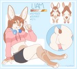 3_fingers 3_toes 5_fingers anthro anus boxers_(clothing) butt clothed clothing crop_top electronics feet femboy fingers for_sale genitals gesture hand_gesture headphones male pawpads paws penis shirt solo toes topwear underwear v_sign mochiibat lagomorph leporid mammal rabbit hi_res model_sheet