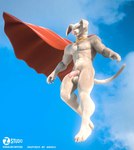 3d_(artwork) 5_fingers abs animal_genitalia anthro balls blue_sky bottomless canid canine canis cape clothed clothing dc_comics dc_league_of_super-pets digital_media_(artwork) domestic_dog fingers fur genitals humanoid_genitalia humanoid_penis hybrid_genitalia hybrid_penis krypto looking_at_viewer looking_down male mammal muscular muscular_anthro muscular_male nude penile penis pink_nose pink_penis sheath sheathed_humanoid_penis sky solo white_body white_fur yellow_eyes zorryn