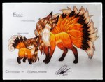 6_tails 9_tails black_body black_fur black_hair duo female feral fur hair head_fur multi_tail orange_body orange_fur red_eyes solo tail white_body white_fur ideltasarc333 nintendo pokemon foxxi canid canine generation_1_pokemon mammal ninetales pokemon_(species) vulpix hi_res