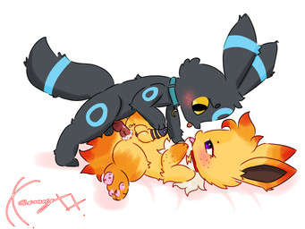 anal anal_penetration animal_genitalia animal_penis balls black_body black_ears black_fur black_tail blue_body blue_ears blue_fur blue_tail blush bodily_fluids brown_inner_ear canine_genitalia canine_penis chastity_cage chastity_device collar cum cum_in_ass cum_inside dipstick_ears dipstick_tail duo ear_markings eye_contact eyelashes feral feral_on_feral feral_penetrated feral_penetrating feral_penetrating_feral fur genital_fluids genitals humanoid_genitalia humanoid_genitalia_on_feral humanoid_penis humanoid_penis_on_feral leaking_cum looking_at_another lying male male/male male_penetrated male_penetrating male_penetrating_male markings multicolored_body multicolored_ears multicolored_fur narrowed_eyes neck_tuft on_back orange_body orange_ears orange_fur orange_tail paws penetration penis purple_eyes red_body red_ear_tips red_fur red_tail_tip sex simple_background spread_legs spreading tail tail_markings tongue tongue_out touching_penis tuft two_tone_body two_tone_fur two_tone_tail white_background white_body white_fur yellow_body yellow_ears yellow_eyes yellow_fur conditional_dnp xammyxx nintendo pokemon azume_(umbre2597) umbre_(umbre2597) eeveelution generation_1_pokemon generation_2_pokemon jolteon pokemon_(species) umbreon 2026 4:3 digital_media_(artwork) hi_res ibispaint_(artwork) signature watermark