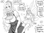 absurd_res baalbuddy clothed clothing dialogue english_text fairy female hair hi_res human larger_female long_hair mammal micro monochrome not_furry size_difference smaller_female text virginia_kissless