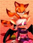 anthro bone clothed clothing duo female gloves handwear one_eye_closed skull shadisfaction sega sonic_the_hedgehog_(series) marine_the_raccoon rouge_the_bat bat mammal procyonid raccoon 2017 hi_res watermark