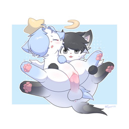 anus balls black_ears black_hair black_paws blue_ears blue_eyebrows blue_hair blue_paws blue_tail bodily_fluids butt clitoral_hood clitoris duo emanata erection eyebrows eyes_closed female female_on_top feral feral_on_feral fur genitals gradient_fur gradient_penis gradient_tail grey_eyes hair hand_on_chest hand_on_partner hand_under_leg inner_ear_fluff looking_at_viewer looking_pleasured male male/female moon neck_tuft on_top open_mouth open_smile pawpads penetration penile penile_penetration penis penis_in_vagina pink_inner_ear pink_nose pink_pawpads pink_penis sex short_hair simple_background smile spread_legs spreading star sweat tail tuft vaginal vaginal_penetration white_balls white_body white_butt white_fur white_inner_ear_fluff yellow_moon yellow_star young young_female young_feral young_male young_on_young zyuuniie felid feline mammal 1:1 2025 colored digital_drawing_(artwork) digital_media_(artwork) hi_res signature