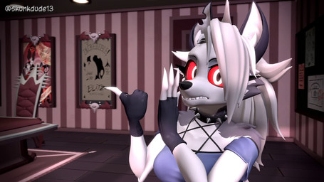 anthro blush clothed clothing female fur gesture hair hand_gesture looking_at_viewer smile solo sound_effects tail v_sign white_body white_fur skunkdude13 hellaverse helluva_boss mythology loona_(helluva_boss) canid canid_demon canine demon hellhound mammal mythological_canine mythological_creature 16:9 3d_(artwork) 3d_animation animated digital_media_(artwork) hi_res high_framerate short_playtime sound source_filmmaker_(artwork) voice_acted webm widescreen