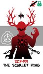 2_horns 5_claws 5_fingers 7_eyes antlers biped black_chain black_crown black_mouth black_sclera black_text broken_lock_symbol chain clawed_fingers claws crown eyeless fingers floating_crown front_view gradient_body green_lock_symbol grin headgear horn jagged_mouth lock_symbol logo looking_at_viewer male multi_eye open_mouth raised_arm red_body red_eyes red_horn red_lock_symbol red_text sharp_teeth silhouette simple_background smile solo standing teeth text white_background zal-cryptid lovecraftian_(genre) scp_foundation the_scarlet_king_(scp) deity demon demon_humanoid eldritch_abomination horned_humanoid humanoid monster monstrous_humanoid 2021 character_name colored dated digital_drawing_(artwork) digital_media_(artwork) english_text hi_res portrait signature three-quarter_portrait