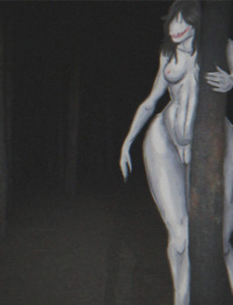 abs analog_horror athletic athletic_female big_butt black_hair breasts butt curvy_figure eyeless female first_person_view forest genitals grainy_background hair hiding highlights_(coloring) holding_object holding_tree horror_(theme) hourglass_figure long_hair long_legs looking_at_viewer night nipples nude nude_female open_mouth photo pink_nipples plant sharp_teeth small_waist snout solo teeth teratophilia thick_thighs tongue tree vulva white_body wide_hips derikdrawsmonsters samantha_(derikdrawsmonsters) humanoid monster monstrous_humanoid digital_media_(artwork) digital_painting_(artwork) film_grain hi_res painting_(artwork) shaded