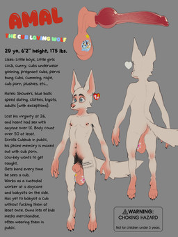 5_fingers animal_genitalia animal_penis anthro armpit_hair balls big_ball blue_eyes body_hair canine_genitalia canine_penis ear_piercing erection fingers genitals knot knotted_penis male nipple_piercing nipples pawpads paws penis piercing pubes saggy_balls sheath solo stated_pedophilia stickers_on_body stickers_on_genitals text vein veiny_penis white_body amal_(artist) amal_(amal) canid canine canis mammal wolf hi_res model_sheet