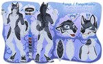 2017 4_toes 5_fingers andromorph anthro blue_eyes butt canid canine canis claws collar curled_tail domestic_dog english_text fangzwusky feet fingers foxysoul fur genitals grey_body grey_fur growling husky hybrid intersex mammal markings model_sheet multicolored_body multicolored_fur nordic_sled_dog pussy sharp_teeth solo spitz tail teeth text toe_claws toes tongue tongue_out wolfdog