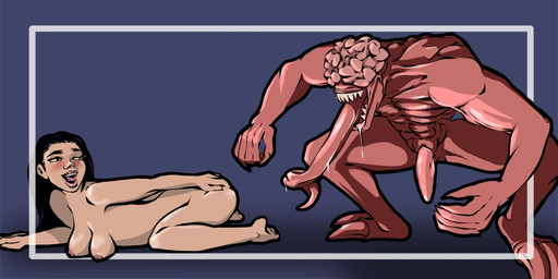 butt distracting duo female female_human flirting_look imminent_oral interspecies long_tongue male presenting presenting_hindquarters teasing tongue karmacollar capcom resident_evil human humanoid licker_(resident_evil) mammal