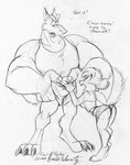 3_toes 4_fingers anthro anthro_on_anthro assisted_exposure athletic_wear big_muscles bottomwear bottomwear_pull butt claws clothed clothing clothing_pull dialogue digitigrade dipstick_ears duo eager ear_markings ears_back eye_contact feet female fingernails fingers gym_bottomwear gym_shorts huge_muscles larger_male leaning leaning_forward looking_at_another looking_down_at_partner looking_up_at_partner male male/female multicolored_ears muscular muscular_male nails pivoted_ears raised_tail shirt shorts simple_background size_difference skirt smaller_female standing tail tank_top text toe_claws toes topwear white_background eric_schwartz carli_chinchilla spike_wolf canid canine canis chinchilla chinchillid mammal rodent wolf 2003 english_text graphite_(artwork) greyscale guide_lines monochrome signature sketch traditional_media_(artwork)