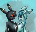 angry anthro breast_squish breasts breasts_frottage duo female female/female glare hair pseudo_hair smug smug_expression squish novaspark nintendo pokemon eeveelution generation_2_pokemon generation_4_pokemon glaceon pokemon_(species) umbreon 2015 dated