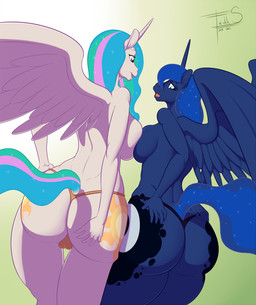 2013 anthro anthrofied big_breasts big_butt blue_eyes blue_hair breast_squish breasts butt camel_toe couple cutie_mark duo embarrassed equine female freckles_(artist) friendship_is_magic hair horn horse huge_butt long_hair looking_back mammal multi-colored_hair my_little_pony panties pink_eyes pony princess princess_celestia_(mlp) princess_luna_(mlp) purple_eyes royalty sibling side_boob sisters smile sparkles thick_thighs thighs thong topless underwear wide_hips wing_boner winged_unicorn wings
Rating: Questionable
Score: 38
User: Robinebra
Date: June 01, 2013