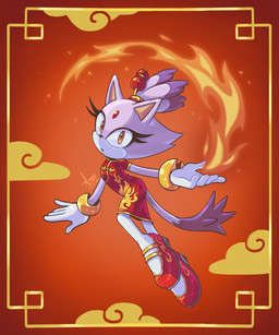 anthro asian_clothing bracelet chinese_clothing chinese_dress clothing dress east_asian_clothing elemental_manipulation eyelashes female fire fire_manipulation footwear forehead_gem fur gem gloves handwear jewelry purple_body purple_fur shoes solo white_body white_fur yellow_eyes angiethecat lunar_new_year sega sonic_the_hedgehog_(series) blaze_the_cat domestic_cat felid feline felis mammal 2026 hi_res