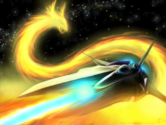 ambiguous_feral ambiguous_gender black_background celestial_star fangs_bared feral fire frown glowing open_frown open_mouth simple_background spacecraft star vehicle alteka gradius vic_viper elemental_creature fire_creature fire_dragon_(gradius) serpentine_dragon 4:3 hi_res tagme wallpaper