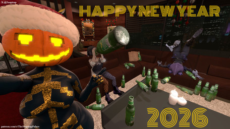 armor armored_boots beanie big_breasts big_butt black_beanie black_clothing black_hat black_headwear black_suit boots breasts butt camera candle christmas_clothing christmas_decorations christmas_headwear clothing drinking drunk ear_piercing feathers female fishnet_clothing fishnet_legwear food footwear for_a_head fruit fur gauntlets gloves gold_suit green_bottle group handwear hat headgear headwear holding_camera holding_object holidays hoodie latex latex_clothing legwear looking_at_viewer multicolored_body natural_breasts party piercing plant pumpkin pumpkin_head purple_body purple_clothing purple_hoodie purple_topwear santa_hat selfie shoes sleeping smile smiling_at_viewer substance_intoxication suit text thick_thighs topwear trio wide_hips yellow_face yellow_glow yellow_text 5naptrap cerveza_cristal christmas epic_games fortnite fortnite:_battle_royale new_year patreon meow_skulls raven_team_leader spice_(fortnite) animal_humanoid bear calico_cat calico_cat_humanoid cat_humanoid domestic_cat elemental_creature felid felid_humanoid feline feline_humanoid felis flora_fauna food_creature humanoid mammal mammal_humanoid object_head ursid_humanoid 3d_(artwork) digital_media_(artwork) hi_res source_filmmaker_(artwork) url