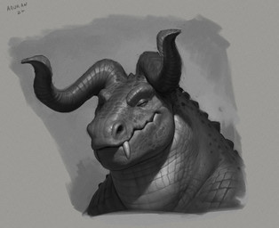 anthro big_fangs eyes_closed fangs male male_anthro mouth_closed nude realistic realistic_lighting scales simple_background solo teeth aduran mythology dragon mythological_creature mythological_scalie scalie 2024 bust_portrait dated greyscale hi_res monochrome portrait signature