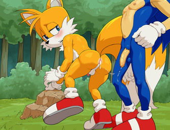 2_tails after_anal after_sex anal anal_penetration anthro anthro_on_anthro athletic athletic_anthro athletic_male backsack balls big_butt bodily_fluids bubble_butt butt clothing cum cum_drip cum_from_ass cum_in_ass cum_inside cum_string dripping duo femboy flaccid footwear foreskin fur genital_fluids genitals gloves handwear interspecies male male/male mostly_nude multi_tail multicolored_body multicolored_fur nipples nude_anthro nude_male penetration penis shoes tail thick_thighs two_tone_body two_tone_fur white_body white_clothing white_fur white_gloves white_handwear wide_hips yellow_body yellow_fur kokobiel sega sonic_the_hedgehog_(series) miles_prower sonic_the_hedgehog canid canine eulipotyphlan fox hedgehog mammal absurd_res hi_res