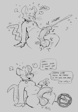 anthro balls belly big_balls big_penis bodily_fluids buckteeth cock_vore collar collar_tag cum dialogue duo ejaculation endosoma erection foreskin genital_fluids genitals humanoid_genitalia humanoid_penis male male/male male_pred micro navel nipples onomatopoeia penile penis safe_vore sitting size_difference sound_effects stuck_prey tail talking_to_prey teeth text vore whiskers stalvelle charles_(bunjirou) disk_(daftpatriot) amphibian mammal mouse murid murine rodent salamander 2024 comic english_text hi_res monochrome sketch