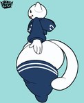 anthro big_butt biped black_eyes blue_clothing butt clothed clothing crop_top eyebrows femboy fur hair huge_butt hyper hyper_butt legwear long_tail looking_at_viewer male male_anthro overweight overweight_anthro reflective_body shirt simple_background smile solo t-pose tail text thick_thighs thigh_highs topwear white_body white_ears white_eyes white_fur white_hair white_skin wide_hips jaeblorocks jaeblo_(jaeblorocks) domestic_cat felid feline felis mammal 2025 artist_name digital_drawing_(artwork) digital_media_(artwork) english_text model_sheet shaded sketch