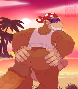 anal_request anthro anus balls beach big_butt big_penis bottomless butt clothed clothing duo erection eyewear genitals hand_on_butt huge_penis humanoid_genitalia humanoid_penis kerchief looking_back male palm_tree penis plant presenting presenting_anus presenting_hindquarters shirt smile solo_focus sunglasses tank_top teeth topwear tree wolfbuns donkey_kong_(series) nintendo funky_kong kong mammal primate absurd_res better_version_at_paywall digital_media_(artwork) hi_res