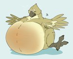 avian_feet beak belly big_belly bloated brown_talons eyebrows feathered_wings feathers feet feral grey_background grey_beak huge_belly immobile inflation inflation_fetish male simple_background solo talons tan_body toes white_eyebrows wings de-flator avian bird 2018 5:4 hi_res