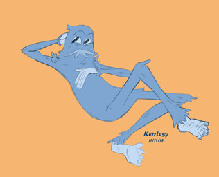 5_fingers 5_toes anthro arms_bent bent_legs black_eyes blue_body blue_facial_hair blue_fur blue_mustache blue_sclera dirty facial_hair feet fingers fur hand_behind_head happy looking_up lying male multicolored_body mustache noseless nude nude_anthro nude_male on_back orange_background simple_background solo thin_eyebrows toes two_tone_body lunareel cartoon_network we_bare_bears charlie_(we_bare_bears) cryptid sasquatch 2018 digital_drawing_(artwork) digital_media_(artwork) english_description flat_colors full-length_portrait portrait