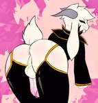 anthro anus balls black_sclera butt clothed clothing erection fur genitals horn legwear long_ears looking_at_viewer male penis presenting presenting_anus presenting_hindquarters raised_tail solo stockings tail white_body white_fur generaldegeneracy undertale undertale_(series) asriel_dreemurr asriel_dreemurr_(god_form) boss_monster_(undertale) bovid caprine goat mammal hi_res