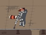 anthro armor belt clothed clothing fire gun horn jet_pack looking_down looking_up male ranged_weapon reloading rifle running shooting sniper_rifle solo wall_running weapon veuper electronic_arts respawn_entertainment titanfall redmint_(tsrse) ailurid mammal red_panda 2d_animation 4:3 animated frame_by_frame short_playtime