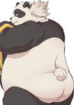 anthro belly big_belly black_body black_nose butt kemono male overweight overweight_male simple_background solo white_background white_body shirokumaou bear giant_panda mammal 2024 hi_res