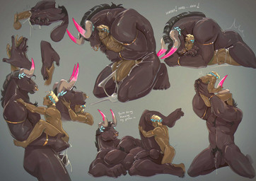 anthro anthro_penetrated anthro_penetrating anthro_penetrating_human balls biped black_hair blonde_hair bodily_fluids cum cum_in_ass cum_inside dialogue docking duo encouragement erection facial_piercing flaccid foreskin foreskin_play from_behind_position from_front_position genital_fluids genitals hair hand_holding horn human_on_anthro human_penetrated human_penetrating human_penetrating_anthro humanoid_genitalia humanoid_penis interspecies kissing kneeling larger_anthro larger_male larger_penetrated laurel_wreath lying male male/male male_on_anthro male_on_human male_penetrated male_penetrating male_penetrating_male muscular muscular_anthro muscular_male nose_piercing nose_ring on_back on_front oral oral_penetration penetration penile penis piercing ring_piercing sex size_difference smaller_human smaller_male smaller_penetrated stand_and_carry_position standing standing_sex text versatile creepy_gun european_mythology greek_mythology hades_(game) mythology asterius_(hades) theseus_(hades) bovid bovine cattle human mammal minotaur 2026 digital_media_(artwork) english_text hi_res