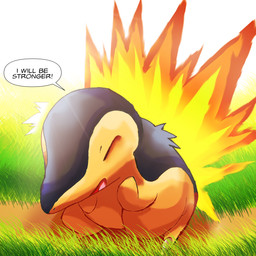 blue_body blue_fur dialogue excited feral fire fur grass grass_field male open_mouth plant simple_background solo speech_bubble tan_body tan_fur text felipotyphlosion nintendo pokemon cyndaquil generation_2_pokemon mammal pokemon_(species) 1:1 english_text hi_res