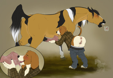 andromorph andromorph/male andromorph_on_feral animal_genitalia animal_penis anthro anthro_on_feral anus balls bestiality big_flare biped blush bottomwear bottomwear_down butt clitoris clothed clothed_andromorph clothed_anthro clothed_intersex clothing duo equine_anus equine_genitalia equine_penis erection eyes_closed feral flared_penis fur genitals hooves humanoid_genitalia humanoid_vulva intersex intersex/male intersex_on_feral male male_on_anthro pants pants_down partially_clothed penis puffy_anus quadruped rear_view side_view smile standing tail teeth tongue unguligrade vulva fenn.perrox canid canine canis domestic_dog equid equine horse mammal 2026 digital_drawing_(artwork) digital_media_(artwork) hi_res