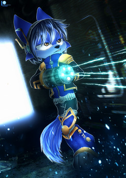 3_toes amber_eyes anthro armored_boots belt blue_body blue_hair bottomwear clothing detailed_background electronics feet gatling_gun gun gun_arm hair half-closed_eyes headgear headphones headset jacket machine_gun male minigun narrowed_eyes pants ranged_weapon shooting shooting_gun solo toes topwear weapon weapon_arm zipper bluewolfartista captain_skylar_(bonjolasermaster) canid canine canis jackal mammal absurd_res hi_res