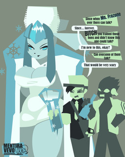 alcohol anthro beverage clothing dialogue dress female group humor larger_female male male/female short_dress size_difference speech_bubble text trio mentiravevo nintendo pokemon eeveelution generation_4_pokemon glaceon human mammal pokemon_(species) comic english_text hi_res