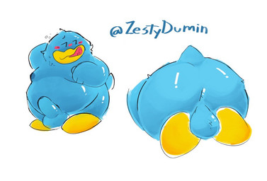 anthro balls belly big_belly blue_body butt erection genitals male moobs nipples overweight overweight_male penis simple_background solo zestydumin kirby_(series) nintendo king_dedede avian bird penguin 2026