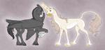 ambiguous_gender animal_genitalia duo feathers feral flirting genitals horn male sheath wings the13thblackcat mythology equid equine mammal mythological_creature mythological_equine pegasus unicorn