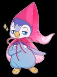 ambiguous_gender blue_eyes cape clothing feral half-closed_eyes hat headgear headwear hennin narrowed_eyes princess royalty semi-anthro solo o-ishi nintendo pokemon princess_waddle generation_4_pokemon piplup pokemon_(species) alpha_channel hi_res female_(lore)