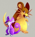 ambiguous_gender buckteeth duo feral open_mouth simple_background smile standing teeth whiskers yellow_eyes spacesmilodon nintendo pokemon generation_1_pokemon mammal pokemon_(species) raticate rattata rodent