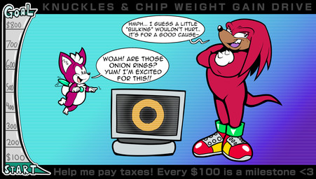 anthro back_wings belly black_nose brown_snout capsule clothing dialogue duo flying food footwear fur gloves hand_spike handwear inner_ear_fluff male multicolored_body multicolored_fur onion_rings purple_body purple_fur quills_(anatomy) red_body red_clothing red_footwear red_fur red_quills red_shoes sharp_teeth shoes snout speech_bubble spikes spikes_(anatomy) stripes teal_wings teeth text tuft white_belly white_body white_clothing white_fur white_gloves white_handwear white_inner_ear white_inner_ear_fluff wings yellow_stripes floofyboyetime sega sonic_the_hedgehog_(series) sonic_unleashed chip_(sonic) knuckles_the_echidna canid canine canis chihuahua domestic_dog echidna gaia mammal monotreme toy_dog absurd_res english_text hi_res
