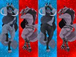 abstract_background animal_genitalia animal_penis anthro arm_wrapping arm_wraps arms_above_head athletic balls belt black_penis blue_background bottomless bottomwear bulge butt canine_genitalia canine_penis cheek_tuft claws cloak clothed clothing dakimakura digitigrade dual_wielding erection facial_markings facial_tuft fluffy fluffy_tail fur fuzzy genitals glowing glowing_eyes grey_body grey_fur grin half-closed_eyes half-erect head_markings head_tuft holding_object holding_weapon knot leg_wrap leg_wraps looking_at_viewer looking_back lying male markings mask_(marking) multiple_poses muzzle_(object) muzzled narrowed_eyes on_back on_front pants partially_clothed pawpads penis poncho pose raised_arms raised_leg red_background red_eyes seductive sheath sickle simple_background smile solo tail teeth tied_muzzle tuft weapon wrapped_arms wrapped_legs wraps dabuttlion dreamworks puss_in_boots_(franchise) death_(puss_in_boots) canid canine canis mammal wolf absurd_res dakimakura_design distracting_watermark hi_res multiple_images watermark