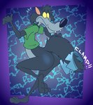 3_toes 4_fingers abstract_background anthro arched_soles arm_tuft bear_trap belly bent_leg big_butt big_tail biped black_eyes black_nose bottomless bottomless_anthro bottomless_male bubble_butt butt cheek_tuft clothed clothing elbow_tuft facial_tuft fangs feet fingers fluffy fluffy_tail fur glistening glistening_butt green_clothing green_shirt green_topwear grey_belly grey_body grey_fur head_tuft humanoid_feet humanoid_hands humanoid_heel knee_tuft leg_tuft lines_drawn looking_back looking_back_at_self male multicolored_body multicolored_fur pain plantigrade pose shirt shirt_only soles solo sound_effects surprise surprised_expression surprised_face surprised_look tail teeth toes topwear topwear_only trap_(contrivance) tuft two_tone_body two_tone_fur wide_hips yellow_sclera gavanzude teletoon wolf_and_gopher wolf_(wolf_and_gopher) canid canine canis mammal wolf 2025 alternate_version_at_paywall colored digital_drawing_(artwork) digital_media_(artwork) flat_colors hi_res pinup signature