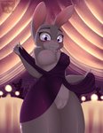 anthro blush breasts clitoris clothed clothing dress exposed_breasts female fur genitals looking_at_viewer looking_down multicolored_body multicolored_fur navel nipples purple_eyes pussy smile solo thick_thighs under_boob wide_hipped_female wide_hips an-m disney zootopia judy_hopps lagomorph leporid mammal rabbit absurd_res hi_res