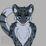 anthro blep blue_eyes chest_tuft ears_back fluffy fluffy_chest fur grey_body grey_fur inner_ear_fluff leopard_spots looking_at_viewer male neck_tuft nude pink_nose pivoted_ears simple_background smile solo spots tail tail_motion tailwag teasing tongue tongue_out tuft whiskers white_body white_fur papuri aura_(aurasentinel) felid mammal pantherine snow_leopard 1:1 2023 animated artist_name colored loop short_playtime nonbinary_(lore)