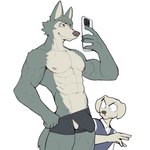 abs anime_nosebleed anthro areola athletic athletic_anthro athletic_male balls barazoku barely_visible_genitalia barely_visible_penis biceps blood bodily_fluids boxer_briefs bulge clothed clothing detailed_bulge duo electronics genitals holding_object holding_phone looking_at_bulge male male/male muscular muscular_male nipples nosebleed obliques pecs penis phone scar selfie shirt simple_background topless topless_male topwear triceps underwear underwear_only vein veiny_muscles wardrobe_malfunction white_background jrjresq beastars jack_(beastars) legoshi_(beastars) bird_dog canid canine canis domestic_dog hunting_dog labrador mammal retriever wolf 1:1 flat_colors hi_res