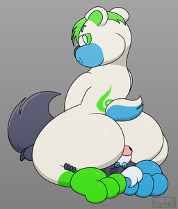 anal anthro big_butt butt duo eyewear facesitting glasses male male/male oral paws rimming sex sitting sitting_on_another sniffing foxball bear mammal mephitid skunk hi_res