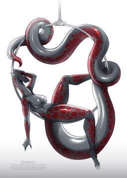 anthro big_breasts breasts female nude scales simple_background smile solo tail thick_thighs gaiki python reptile scalie snake absurd_res digital_media_(artwork) hi_res